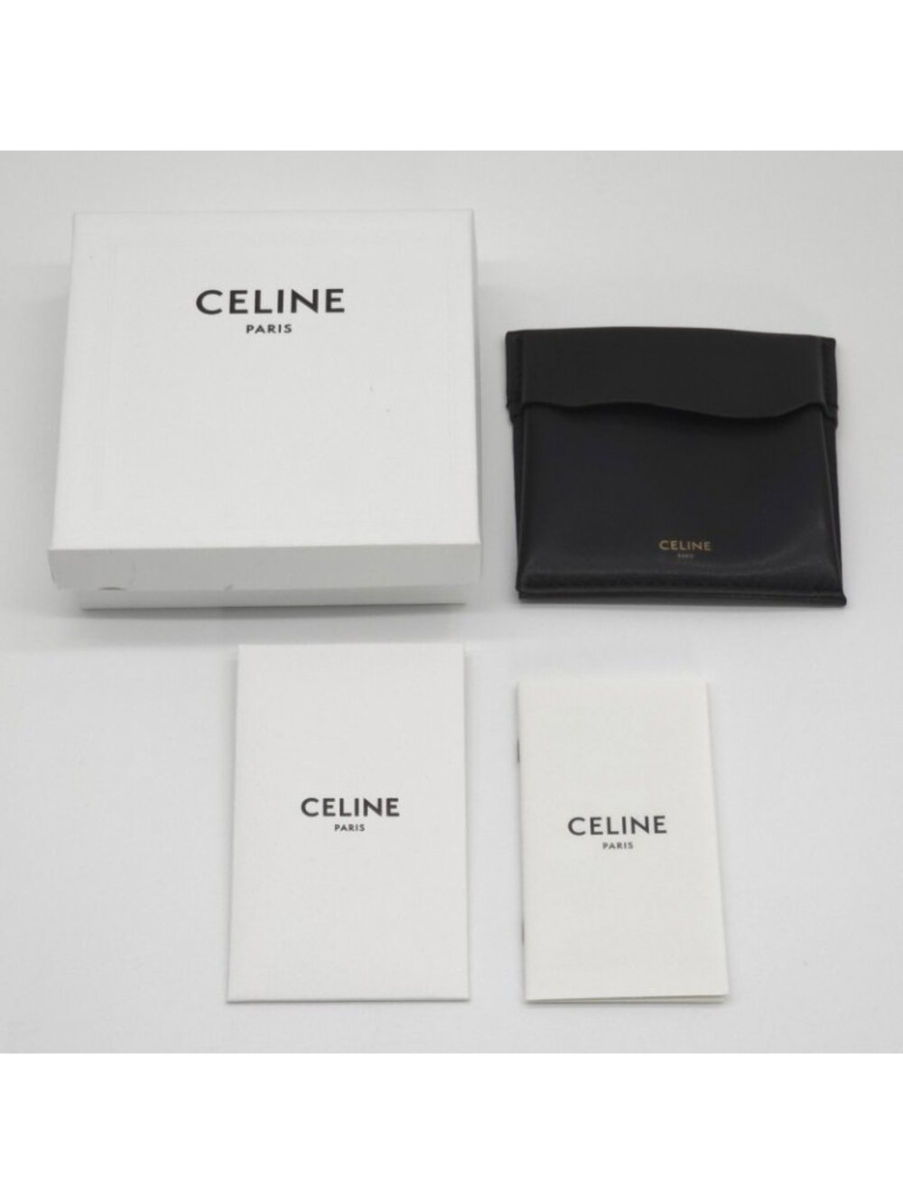 Celine Monochrome Strass Hoop Earrings Logo Crystal Rhodium Finish Brass Box - Picture 9 of 10